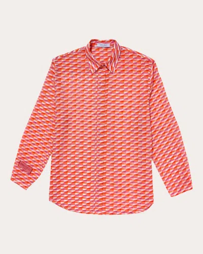 Jimmy Choo Women's Lona Printed Cotton Shirt In Paprika/candy Pink