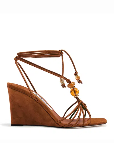 Jimmy Choo Women's Lova 85 Wedge Sandals In Brown