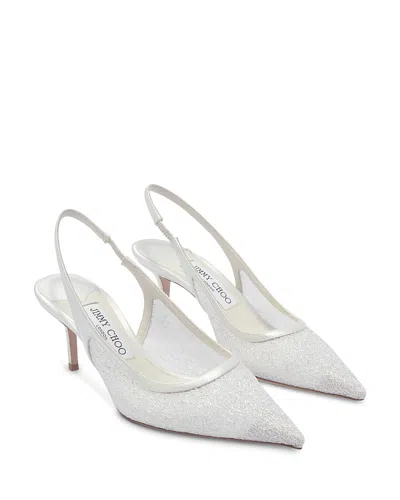 Jimmy Choo Love Sling Back 65 Pumps With Slingback Strap And Sequins In White