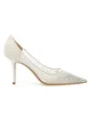 Jimmy Choo 85mm Love Embellished Tulle Pumps In Bianco