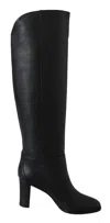 Jimmy Choo Elegant Black Calf Leather Heeled Boots In Black