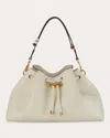 Jimmy Choo Medium Cinch Leather Shoulder Bag In Latte/gold
