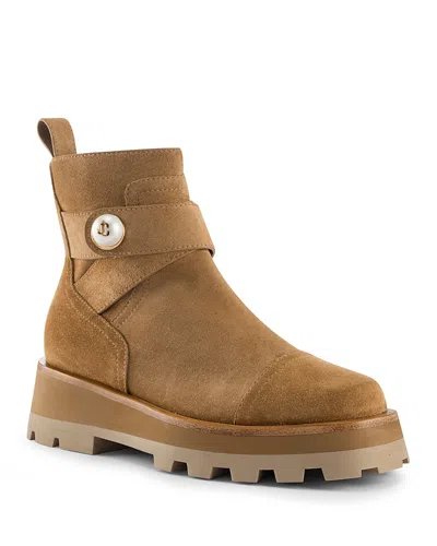 Jimmy Choo 40mm Meena Suede Ankle Boots In Camel