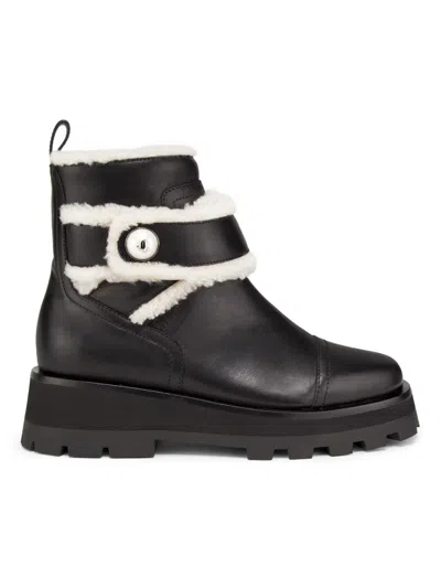 Jimmy Choo Women's Meena Leather Shearling Ankle Boots In Black