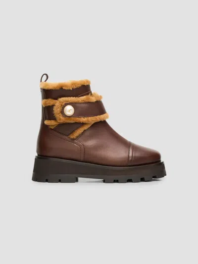 Jimmy Choo Meena Shearling-trim Leather Ankle Boots In Brown
