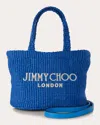 Jimmy Choo Beach Raffia Tote Bag In Sky/latte
