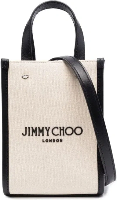 Jimmy Choo Women's Mini N/s Tote Canvas Shopping Bag In Black