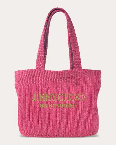 Jimmy Choo Women's Nantucket Mini Beach Tote Bag In Pink/gold