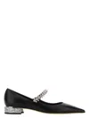 Jimmy Choo Nappa Leather Bing Ballerinas With Embellished Strap In Black