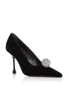 Jimmy Choo Orb 50 Crystal-embellished Velvet Pumps In Black/crystal