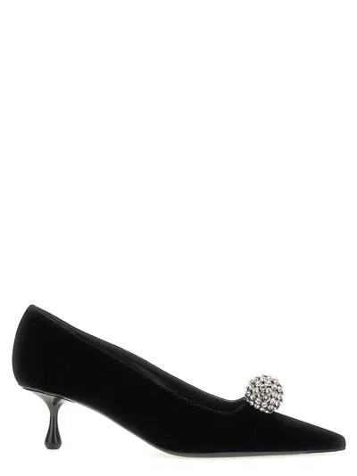 Jimmy Choo Orb 95 Velvet Pumps In Black