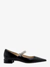 Jimmy Choo Black Ballet Flats With Crystals On Strap In Patent Leather Woman