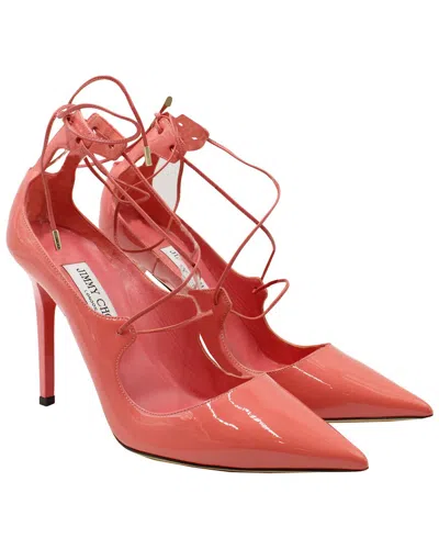 Jimmy Choo Women's Patent Leather Vita 100 Lace Up Pump (authentic Pre-loved) In Red