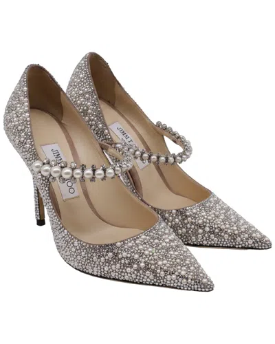 Jimmy Choo Women's Pearl Baily 100 Crystal And Pearl Embellished Pump  (authentic Pre-loved) In Metallic