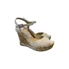 Jimmy Choo Women's Perla 120 Canvas Wedge Sandals In Beige In Multi
