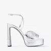 Jimmy Choo Karli 125 Metallic Leather Platform Sandals In Silver