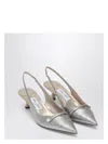 Jimmy Choo Amita 45 Metallic Leather Slingback Pumps In Metal