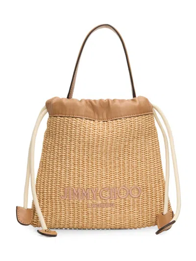 Jimmy Choo Women's Raffia Drawstring Pouch In Brown