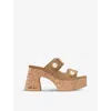 JIMMY CHOO JIMMY CHOO WOMEN'S RATTAN FAYENCE WEDGE 95 SUEDE HEELED SANDALS