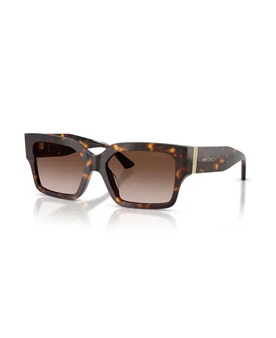 Jimmy Choo Women's Rectangle Sunglasses, Jc5058ju In Brown