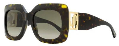 Jimmy Choo Women's Rectangular Sunglasses Gaya 086ha Havana/gold 54mm In Multi