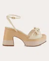 Jimmy Choo Women's Ricia 95 Knotted Leather Platform Sandal In Latte/natural