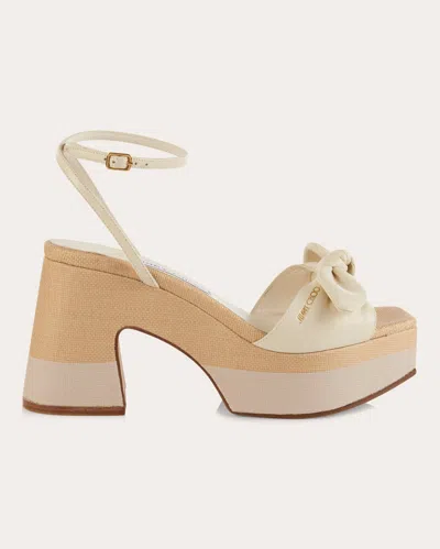 Jimmy Choo Women's Ricia 95 Knotted Leather Platform Sandal In Latte/natural