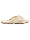 Jimmy Choo Bay Frayed Flecked Canvas Flat Thong Sandals In Neutral
