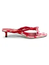 Jimmy Choo 35mm Liss Leather And Gingham Bow Kitten-heel Sandals In Red
