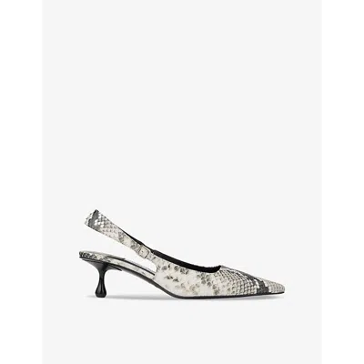 Jimmy Choo Amel 50 Snake-effect Leather Slingback Pumps In Roccia