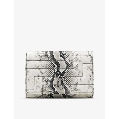 Jimmy Choo Avenue Snakeskin-effect Clutch Bag In Roccia/dark Silver