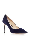 Jimmy Choo Women's Romy 85 Pointed-toe Pumps In Navy Suede
