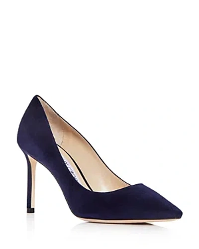 Jimmy Choo Women's Romy 85 Pointed-toe Pumps In Navy Suede