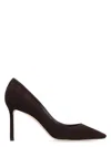 Jimmy Choo Romy 85 Spitze Pumps Aus Schwarzem Leder Mit Eidechsen-print In Brown