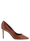 Jimmy Choo 85mm Romy Crocodile-effect Pointed-toe Pumps In Brown