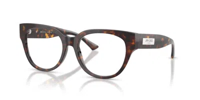 Jimmy Choo Women's Round Full-rim Plastic Eyeglasses Frame In Havana Brown Tortoise In Red