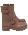 Jimmy Choo Yael Flat Rain Boots In Brown Rubber In Brown