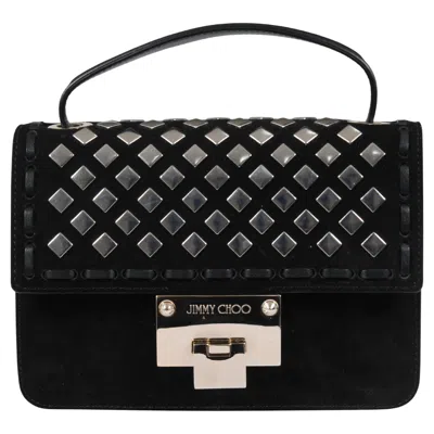 Pre-owned Jimmy Choo Women Ruby Silver Studded Black Suede Mini Top Handle Crossbody Bag