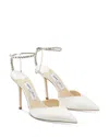 Jimmy Choo Slingback Saeda 100 In Satin With Applied Crystals In White