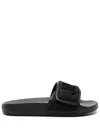 Jimmy Choo Women's Fitz/f Leather Pool Slippers Sandal In Black