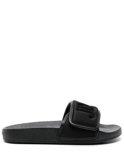 Jimmy Choo Women's Fitz/f Leather Pool Slippers Sandal In Black