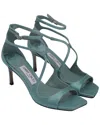 Jimmy Choo Azia 75 Sandal Heels In Green Satin In Green