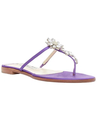 Pre-owned Jimmy Choo Women's Satin Crystal Slipper (authentic Pre-loved) In Violet/purple