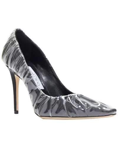 Pre-owned Jimmy Choo Women's Satin Off-white  Satin Transparent Ruche High  Heel Shoe (authentic Pre