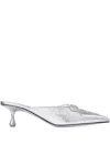 Jimmy Choo 50mm Scarlett Lace-up Pointed-toe Mules In Silver