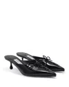 Jimmy Choo Bow Corset Drop Heel Leather Mule In Black