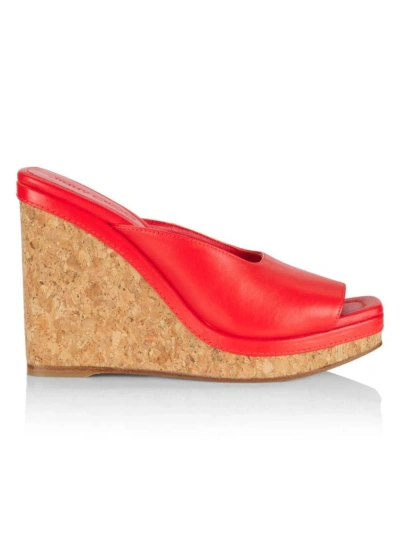 Jimmy Choo Women's Seon 110mm Leather Wedge Sandals In Paprika