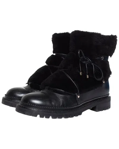 Pre-owned Jimmy Choo Women's Sheep Leather Lace-up Boot (authentic Pre-loved) In Black