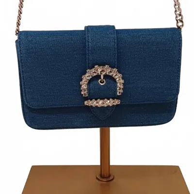 Jimmy Choo Women's Shoulder Bag With Chain Strap In Cheri Blue Denim In Multi