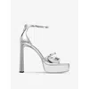 Jimmy Choo Claressa 125 Metallic Leather Platform Sandals In Silver